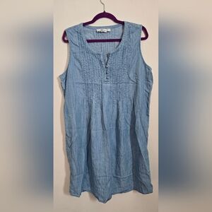 Womens Vineyard Vines Chambray Pintuck Dress Large Jake Blue Preppy Summer